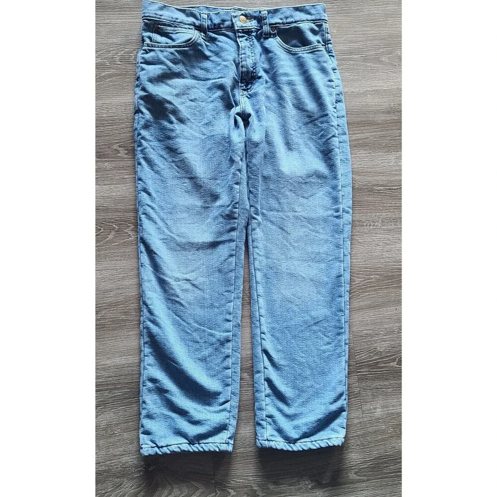 Lee Relaxed Fit Fleece Lined Jeans Mens 32x29 Blue Denim Winter Warm Straight